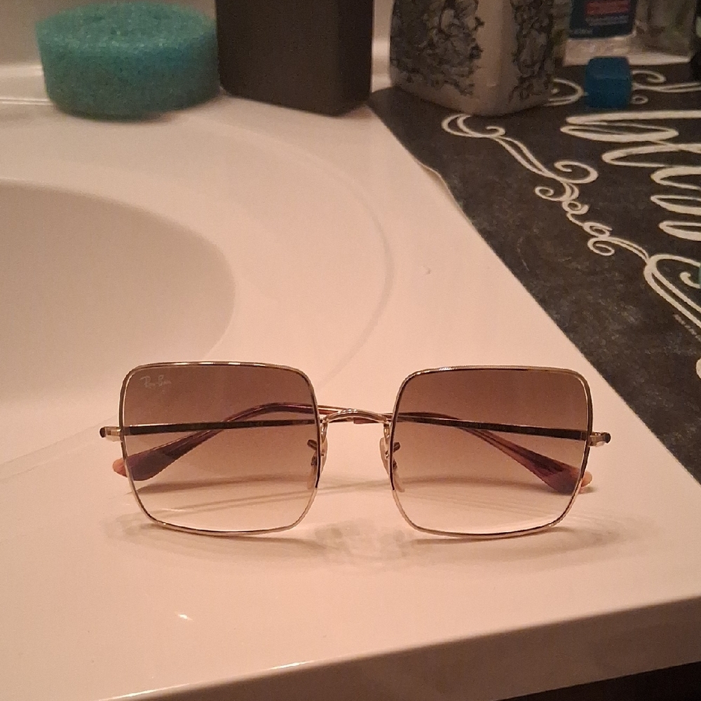 Ray-Ban Gold and Brown Contemporary Glasses
